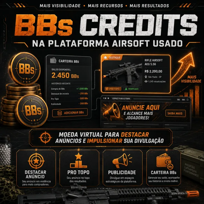BBs Credits na plataforma Airsoft Usado: o que são e como usar